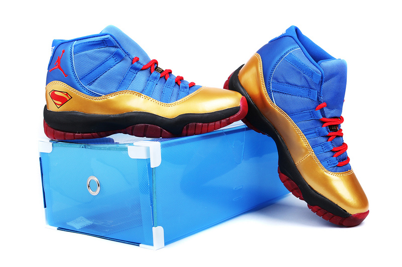 Air Jordan 11 Mens Shoes Black/Golden/Red/Blue Online